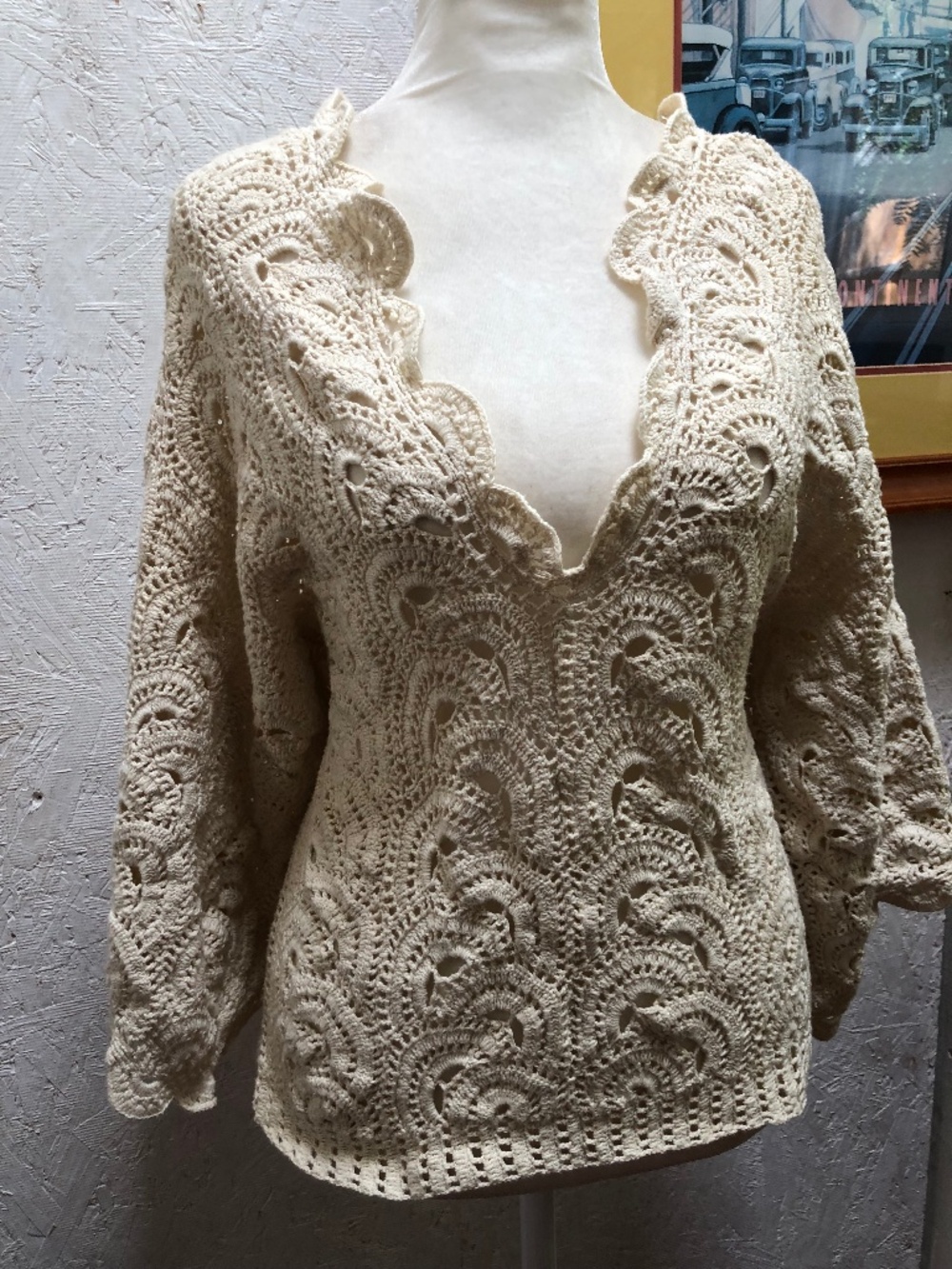 Crochet cotton sweater